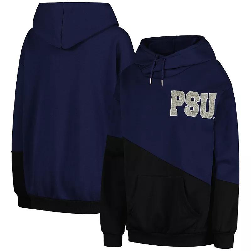 Women's Gameday Couture Navy/Black Penn State Nittany Lions Matchmaker Diagonal Cowl Pullover Hoodie, Size: Medium, Blue Product Image