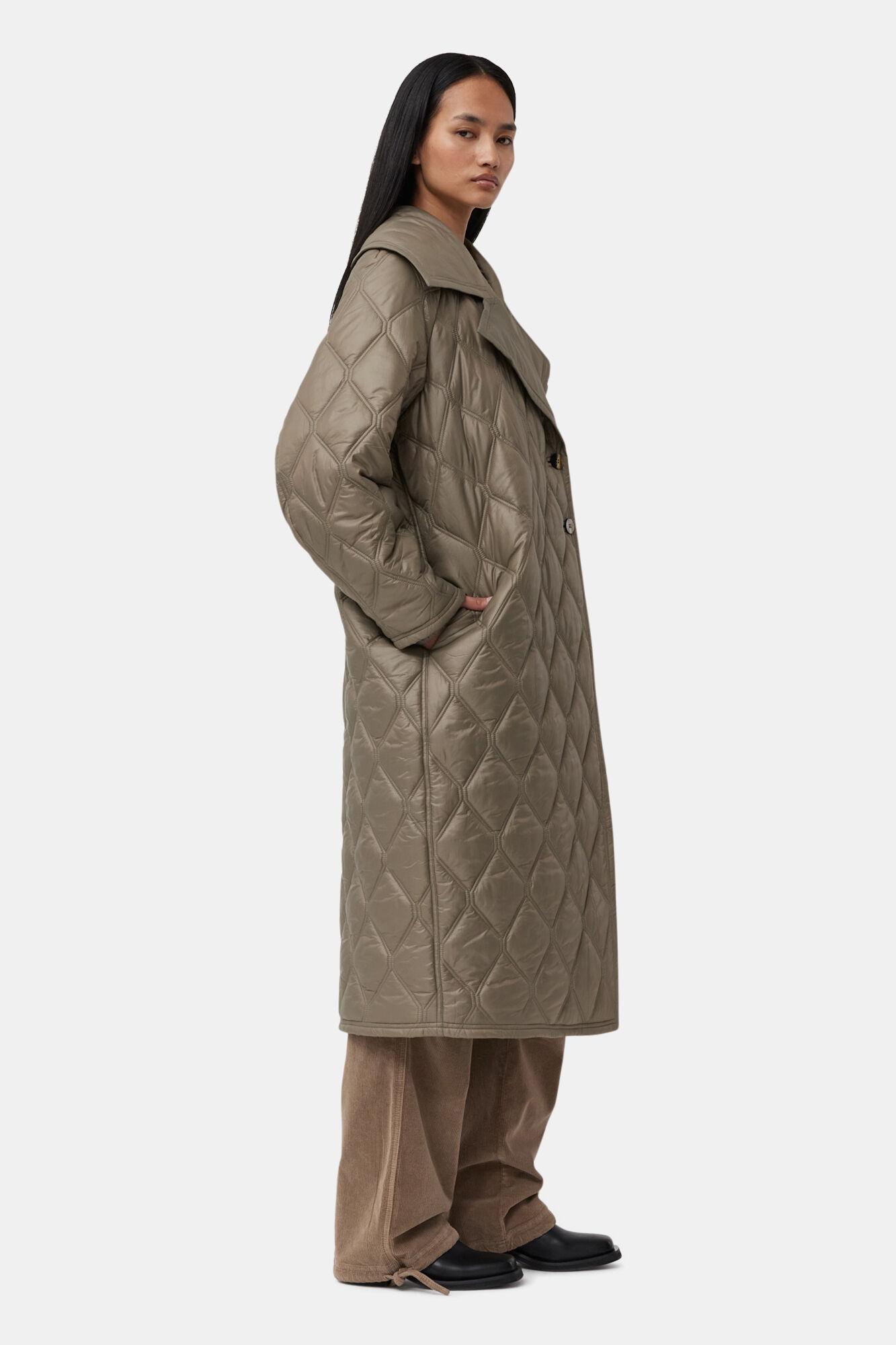 Brown Shiny Quilt Coat Product Image