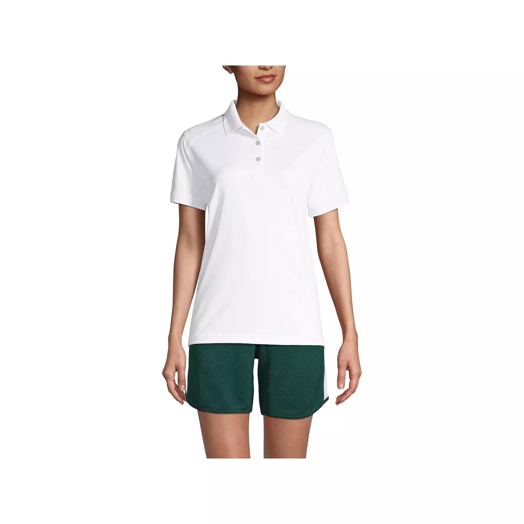 Women's Lands' End Short Sleeve Rapid Dry Polo Shirt, Size: Large, Blue Product Image