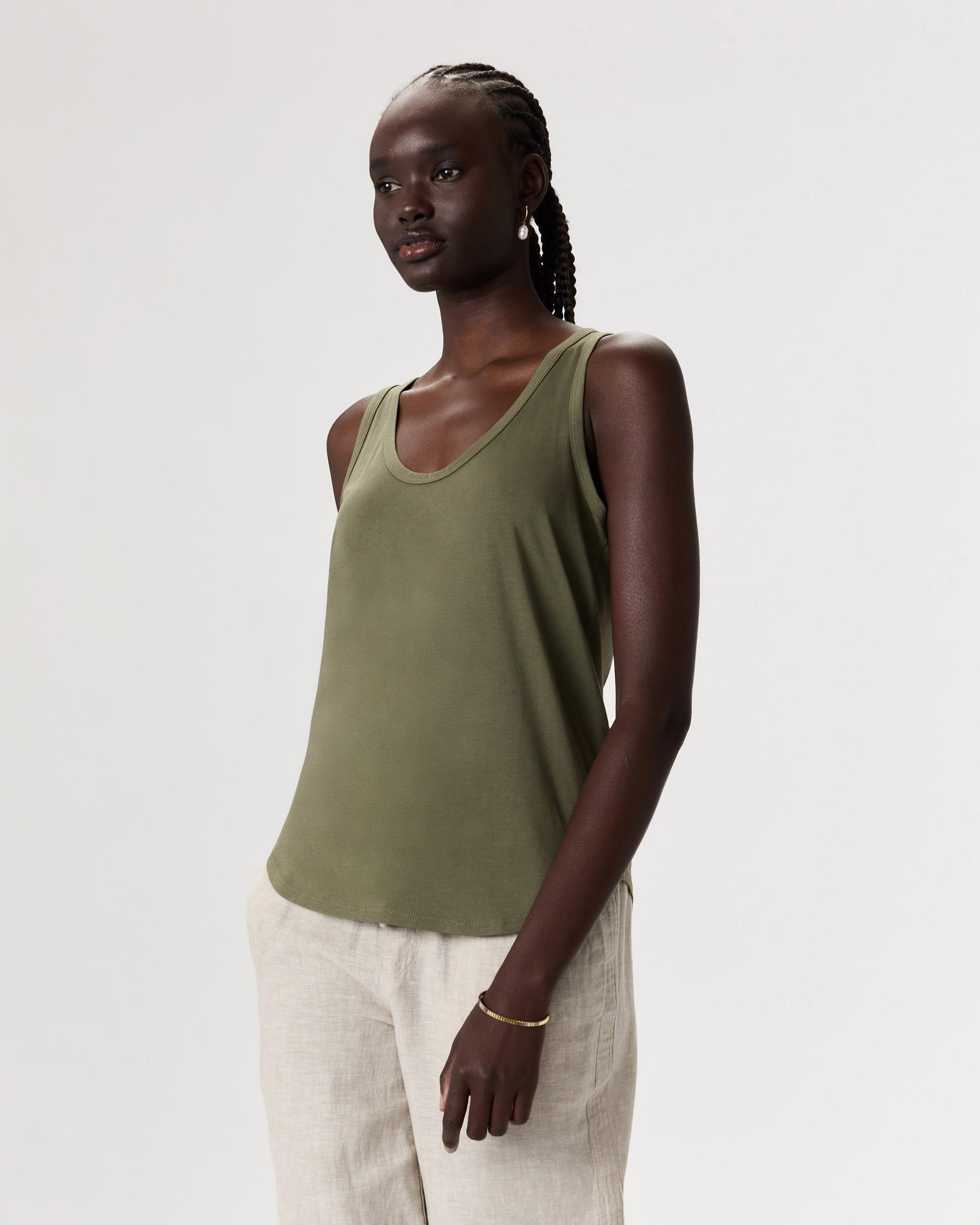 Quince | Women's Cotton Modal Double Scoop Neck Tank Top Cotton/Modal Product Image