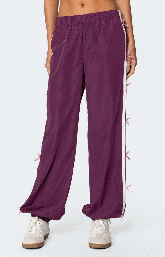 Edikted Women's Bow Stripe Nylon Track Pants Product Image