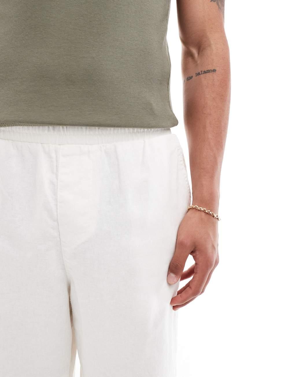 ASOS DESIGN linen mix shorts in white Product Image