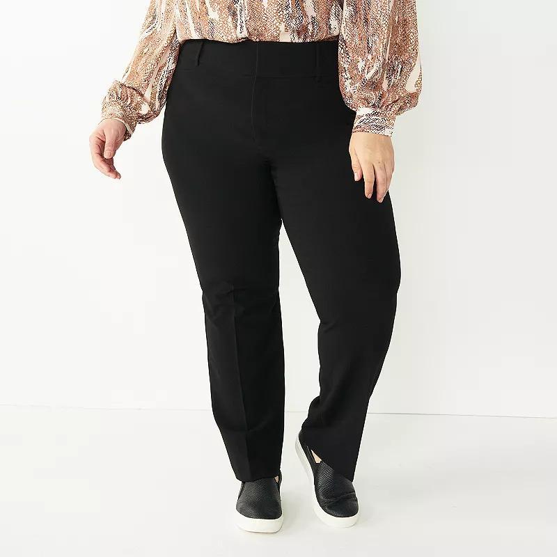 Plus Size Nine West Magic Waist Bootcut Pants, Women's, Size: 26W Short, Black Product Image