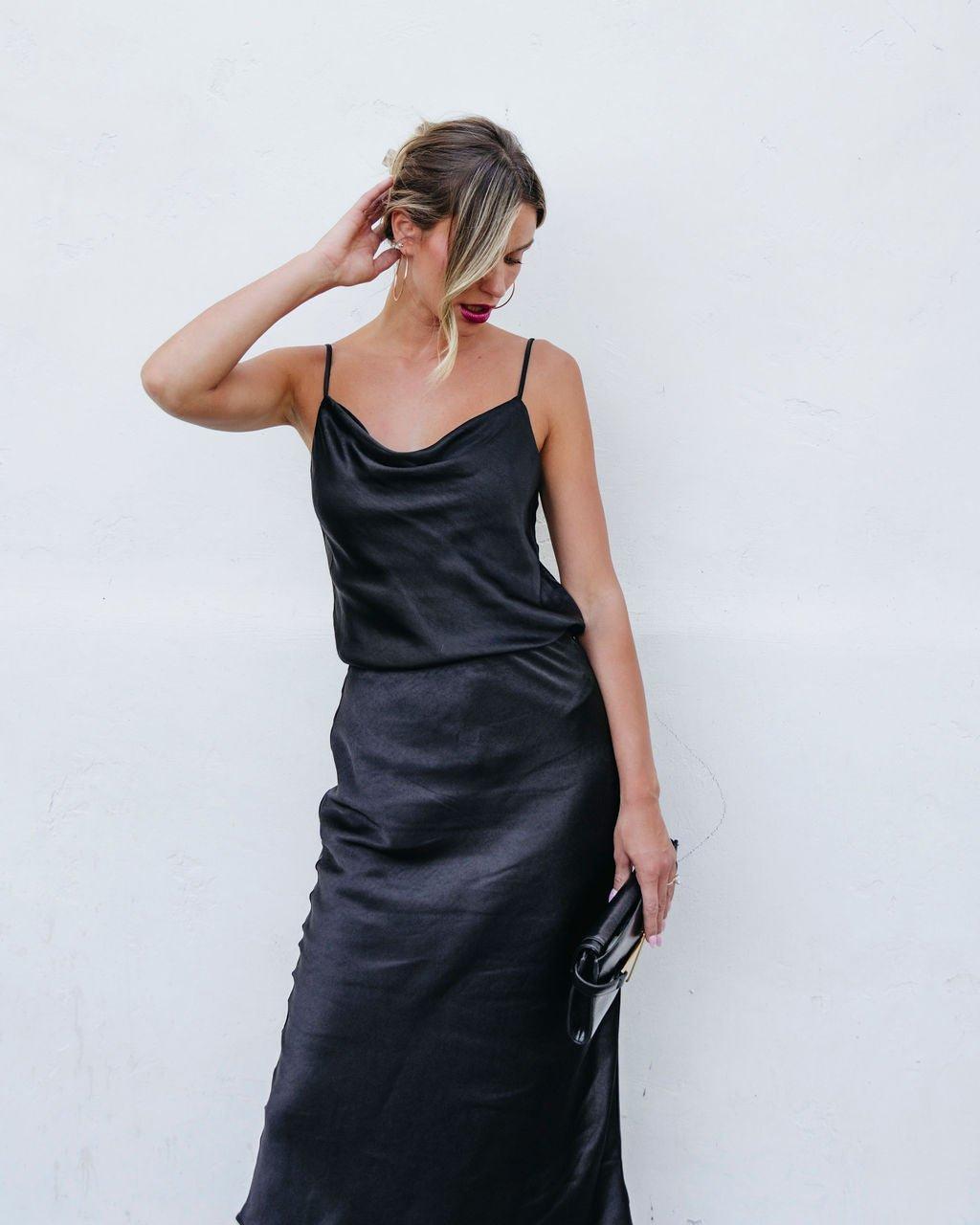 Muse By Magnolia Black Satin Cami Top - FINAL SALE Product Image