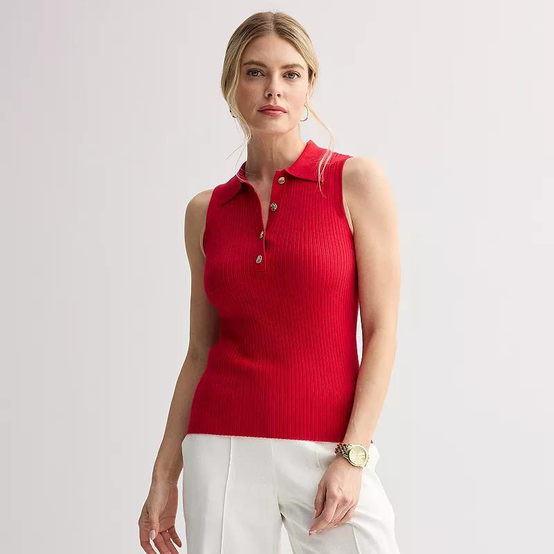 Women's Nine West Johnny Collar Sweater Tank, Size: XS, Heartless Product Image