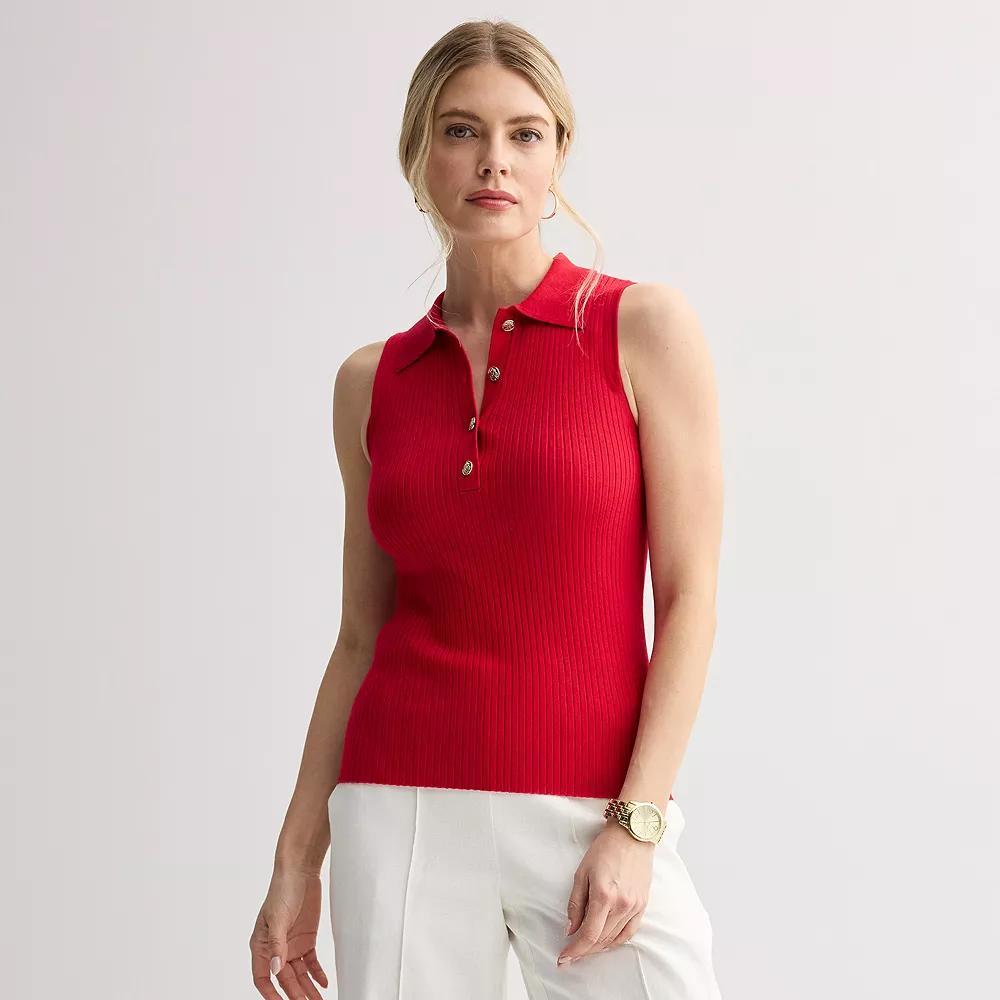 Women's Nine West Johnny Collar Sweater Tank, Size: XS, Heartless Product Image