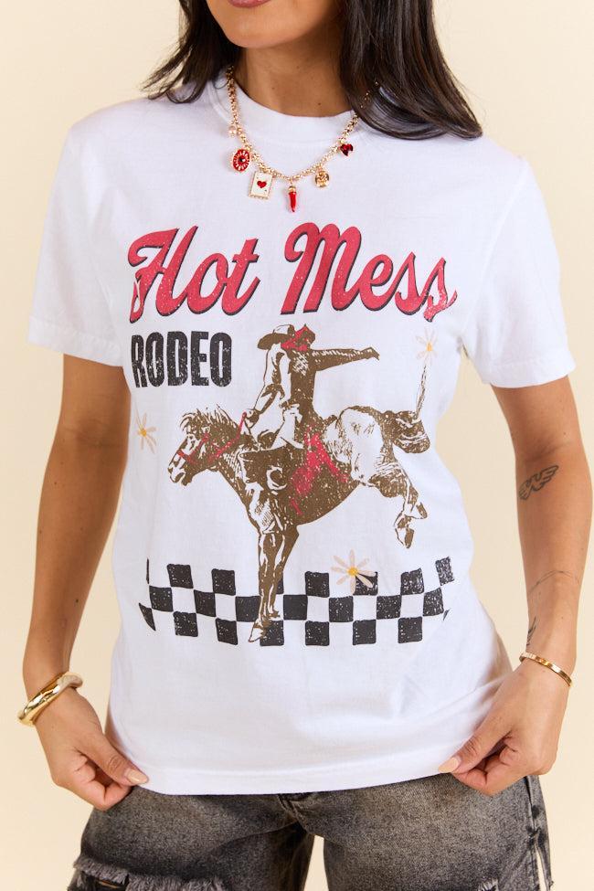 Hot Mess Rodeo White Graphic Tee SALE Product Image