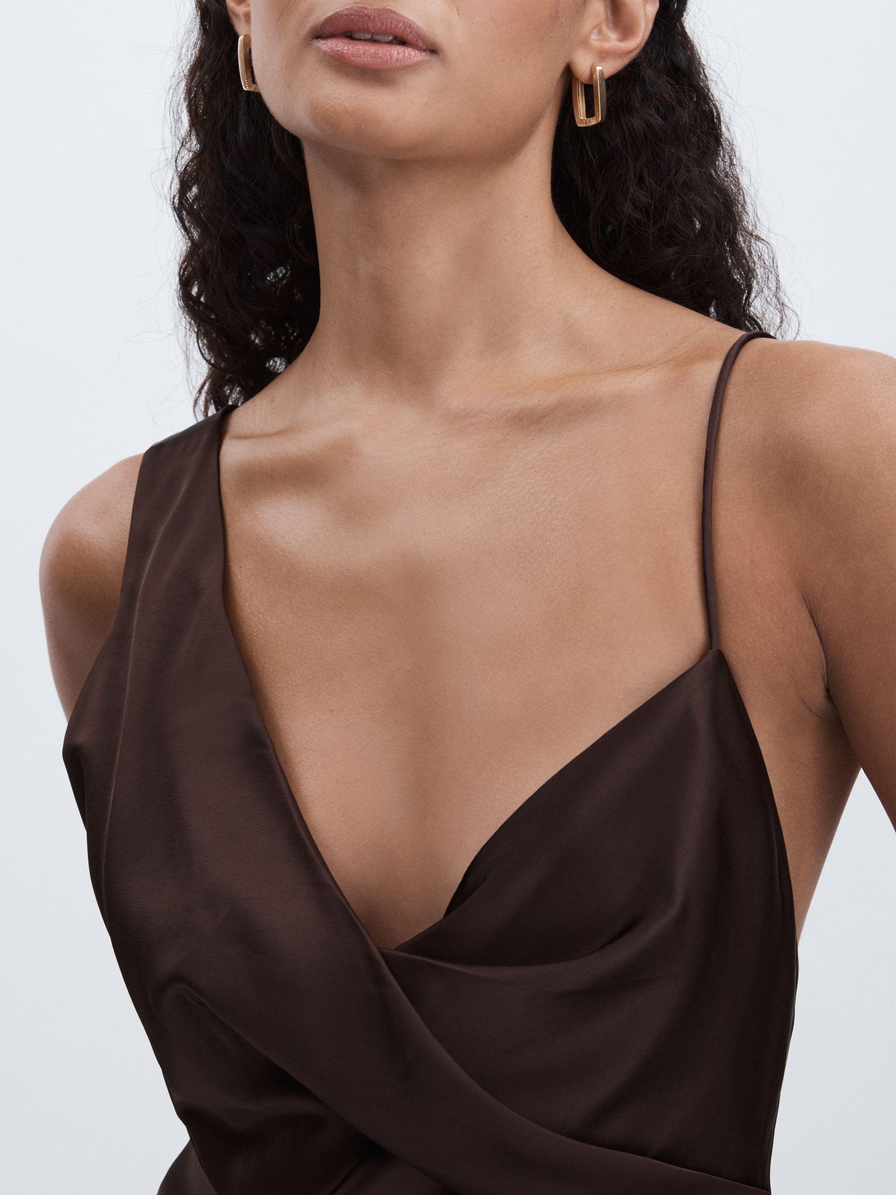 Significant Other Asymmetric Draped Maxi Dress in Chocolate Product Image