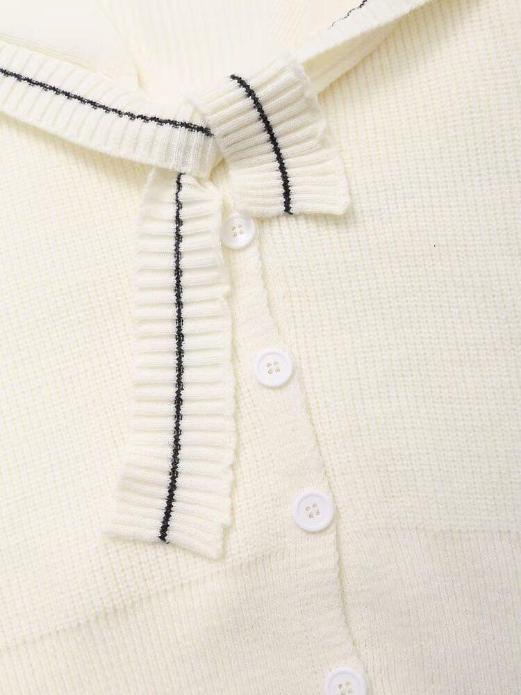 Sailor Collar Two Tone Cardigan Product Image