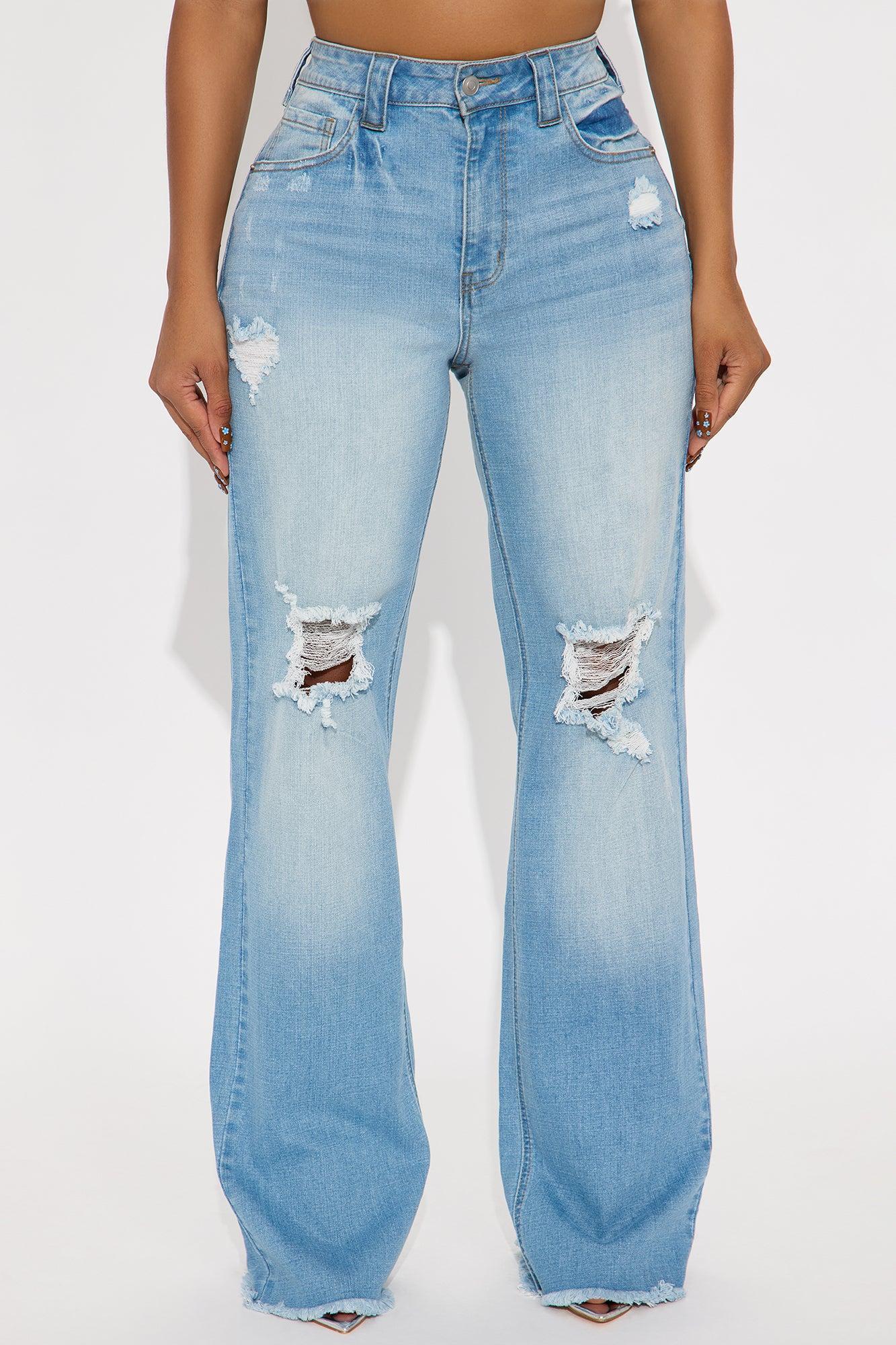 Coldwater Canyon Stretch Ripped Wide Leg Jeans - Light Wash Product Image