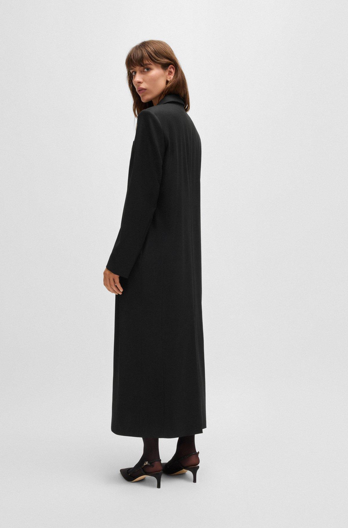 Long-length tuxedo-style coat in stretch fabric Product Image