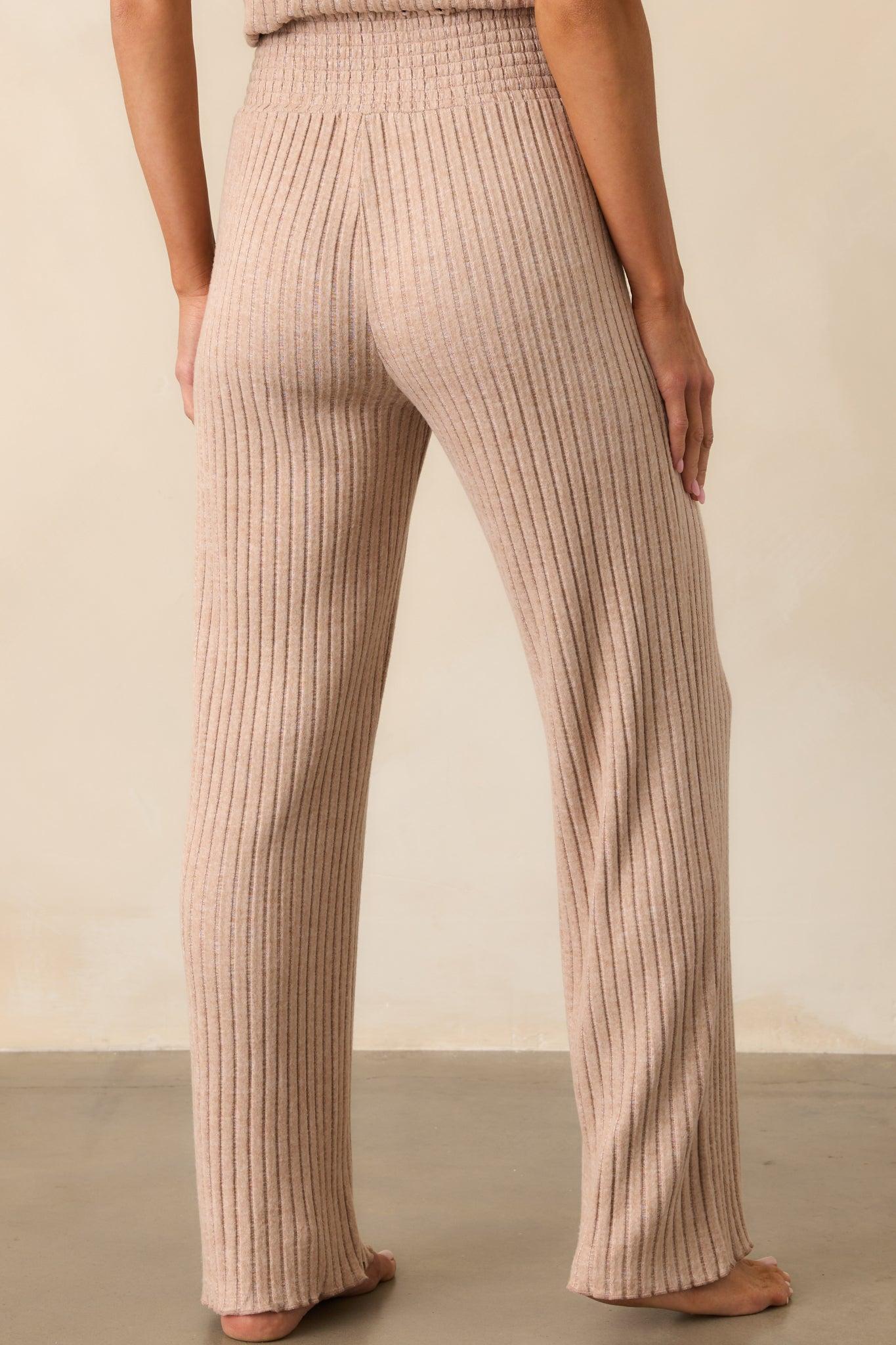 Z Supply Tan Iced Coffee Dawn Smocked Rib Pant Product Image