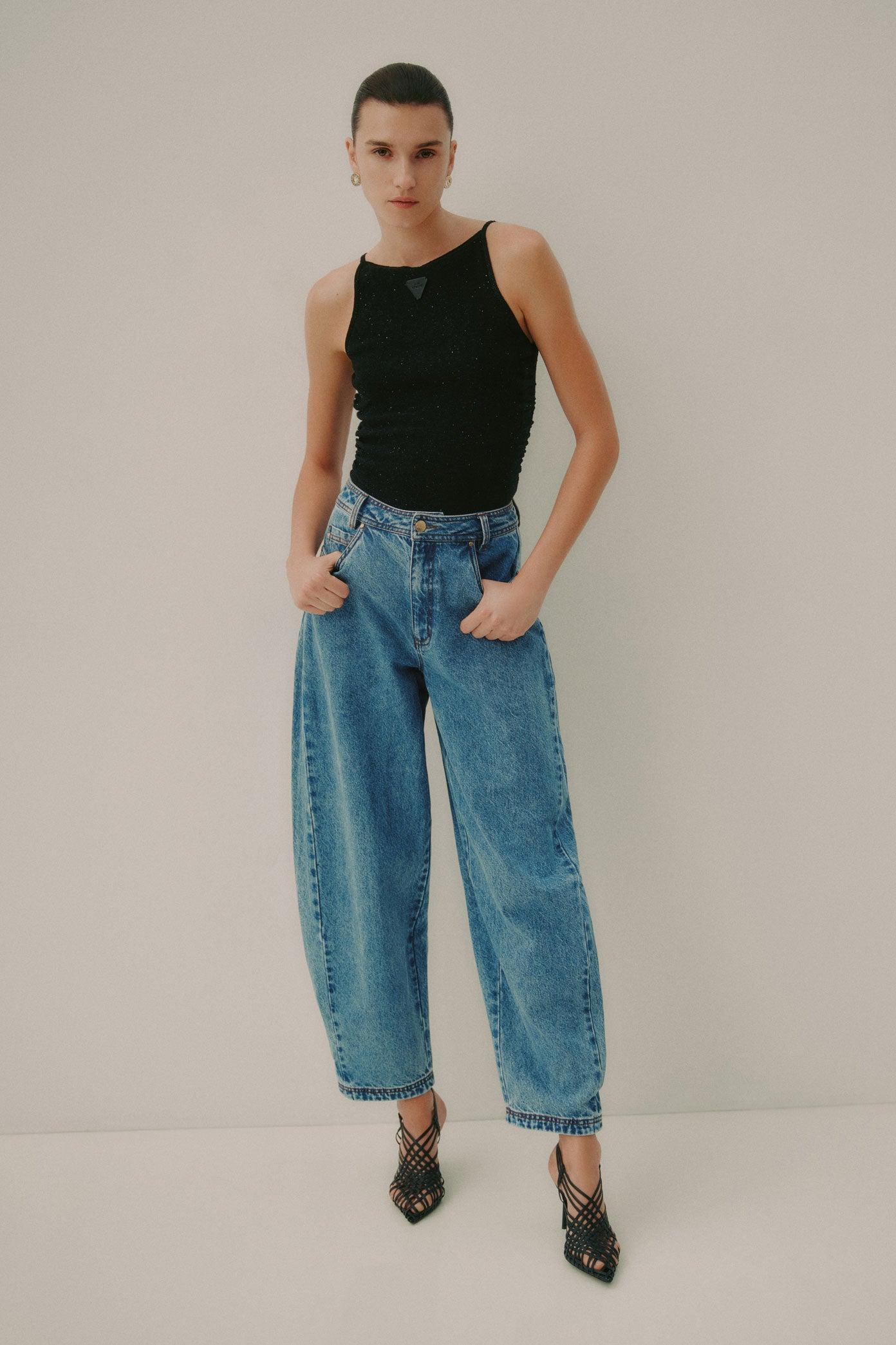 Blues Denim Barrel Jeans Product Image