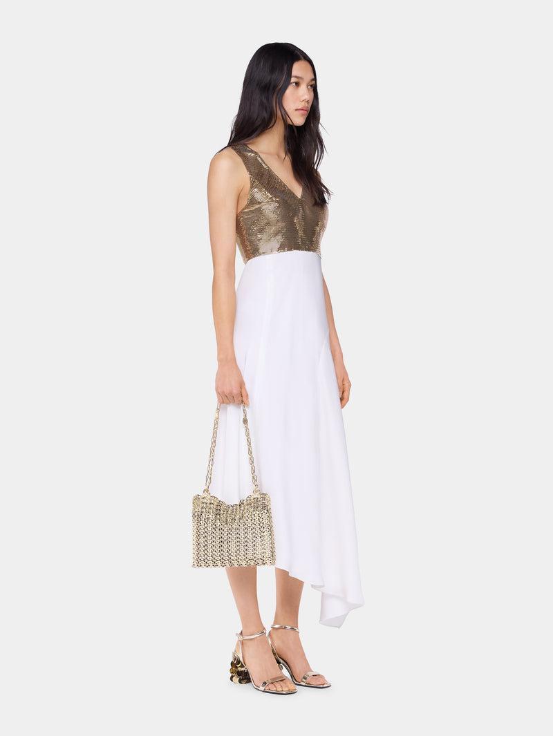 ASYMETRIC DRESS IN MESH AND SATIN Product Image