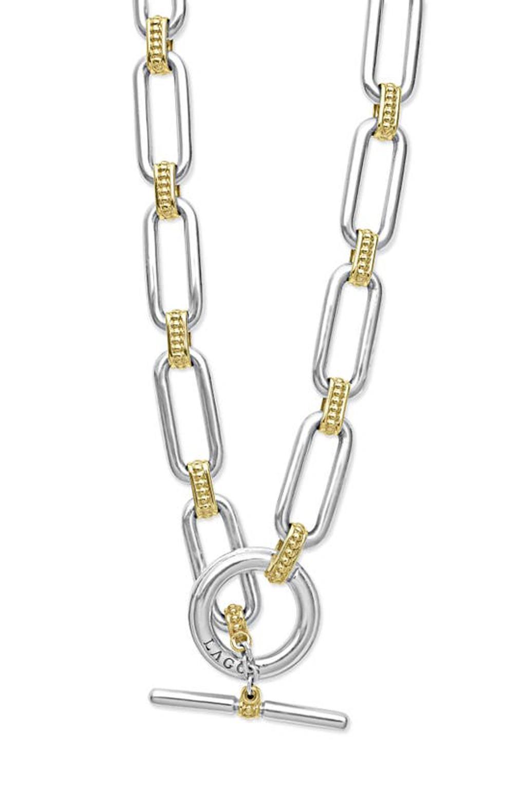 LAGOS Signature Caviar Link Necklace In Silver Gold Product Image