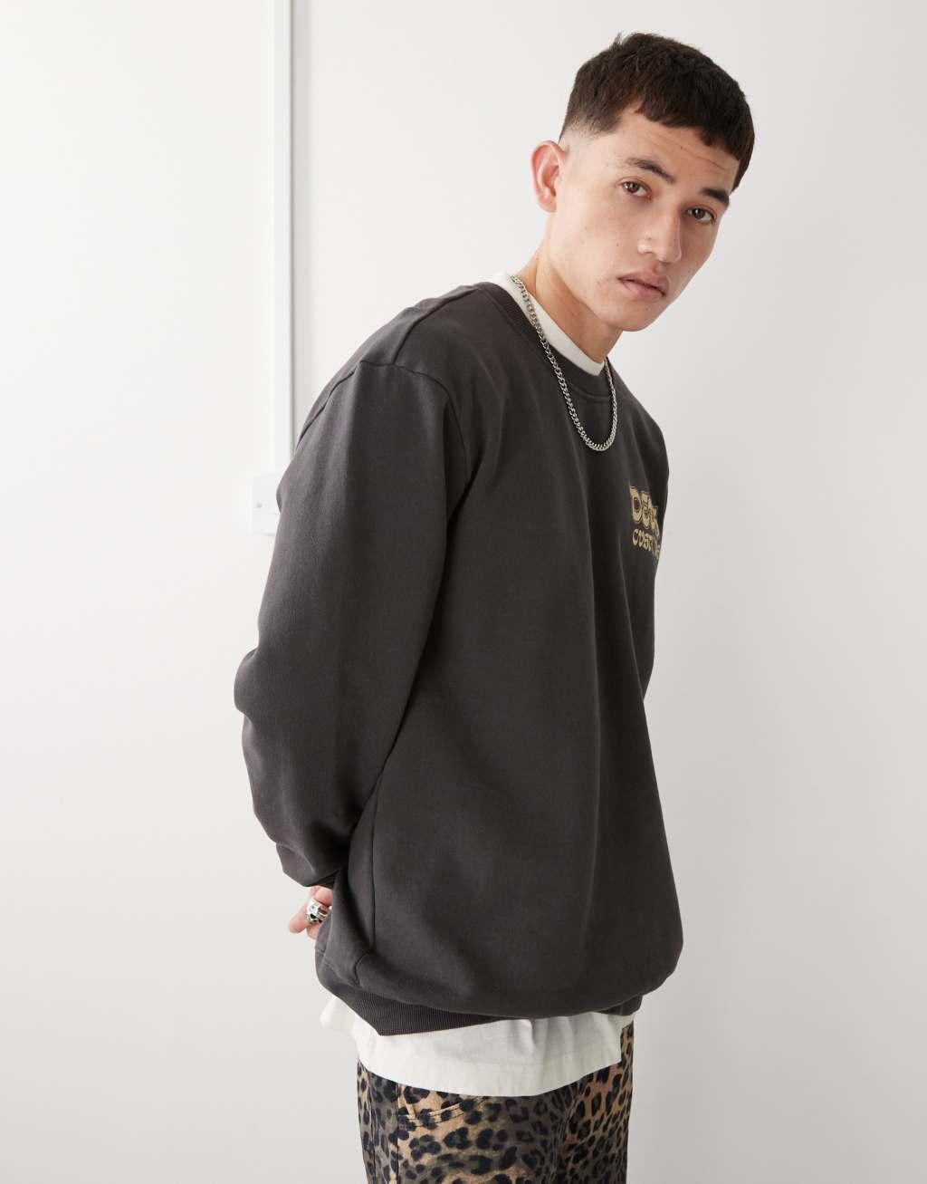 Deus Exx Machina rinse wash graphic sweatshirt in black  Product Image