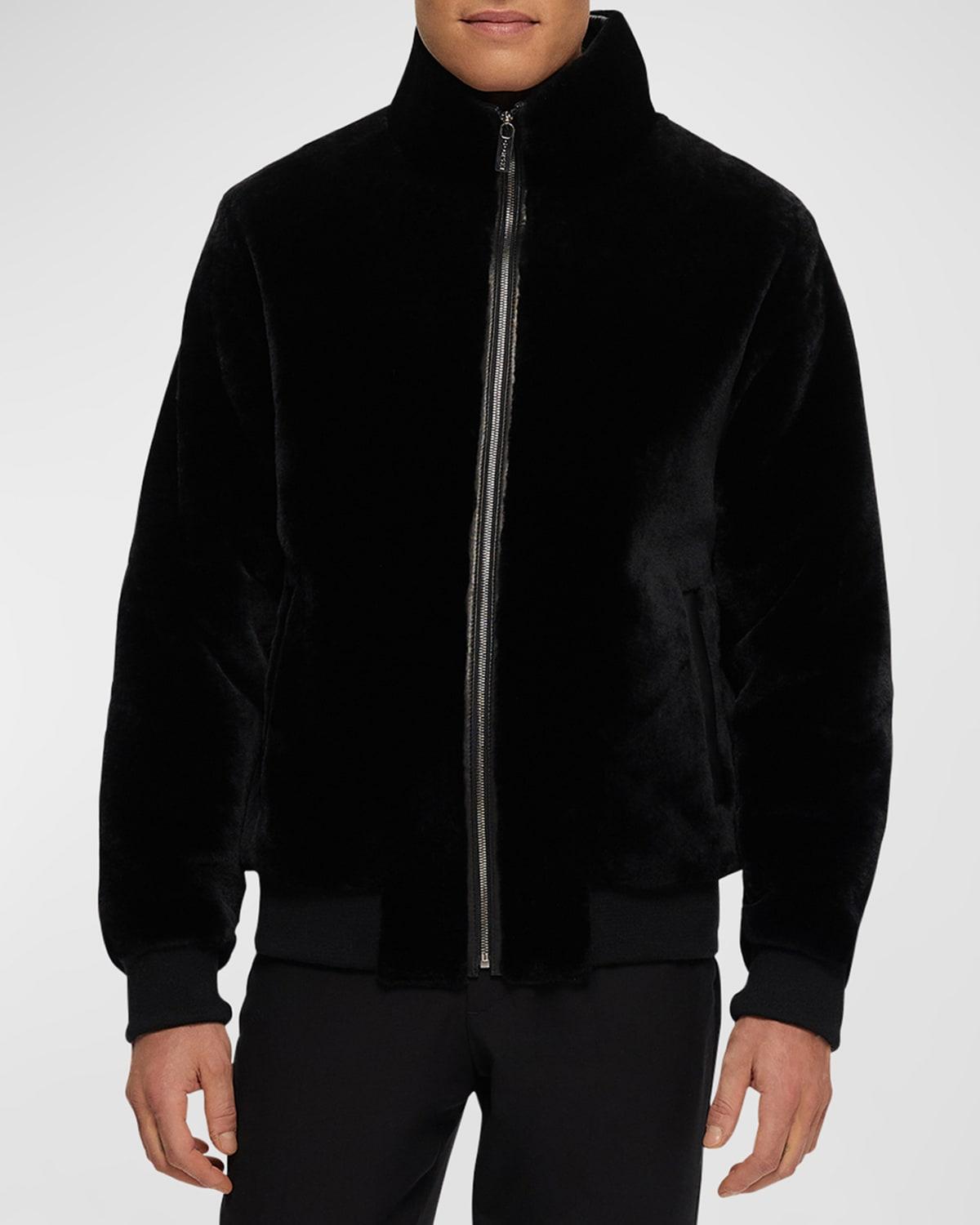 Mens Select Shearling Lamb Bomber Jacket Product Image