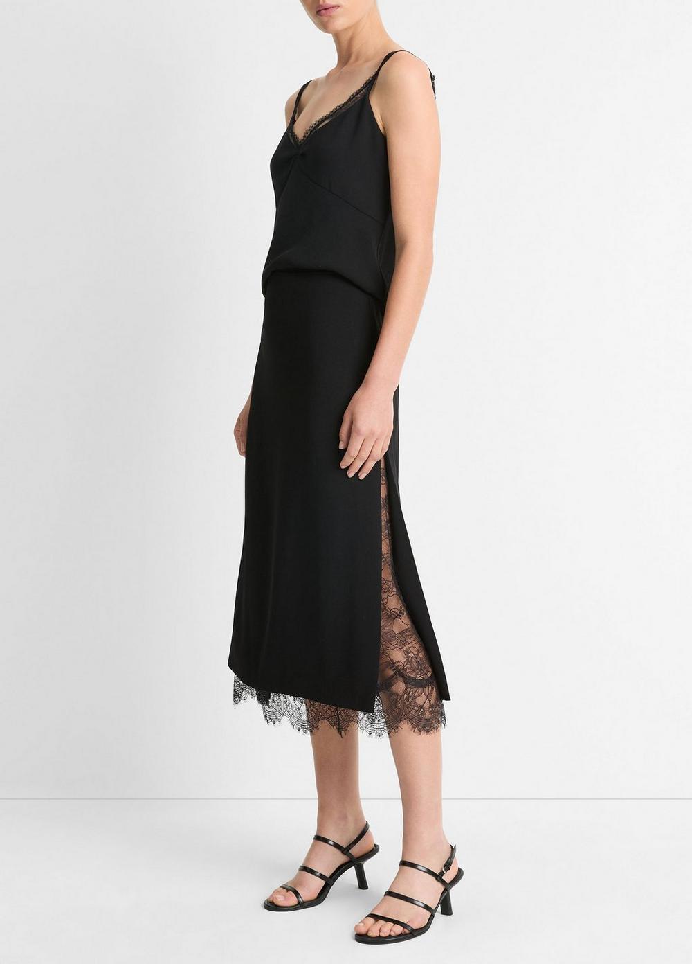 Womens Lace-paneled Straight Skirt, Black, Size 14 Vince Product Image