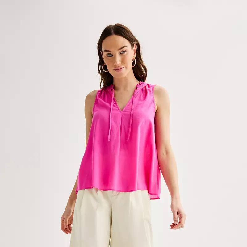 Women's Sonoma Goods For Life® Tie V-Neck Tank Top, Size: XS, Pitch Black Product Image