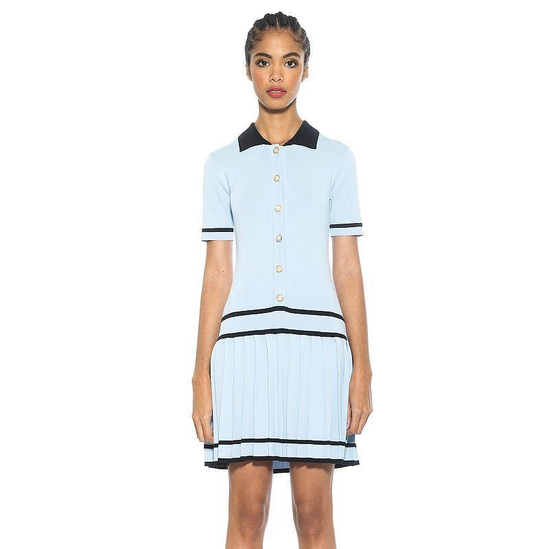 Women's ALEXIA ADMOR Lucinda Collared Short Sleeve Tennis Dress, Size: Medium, Halogen Blue Product Image