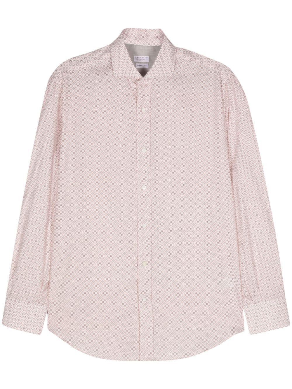 BRUNELLO CUCINELLI Graphic-print Cotton Shirt In White Product Image