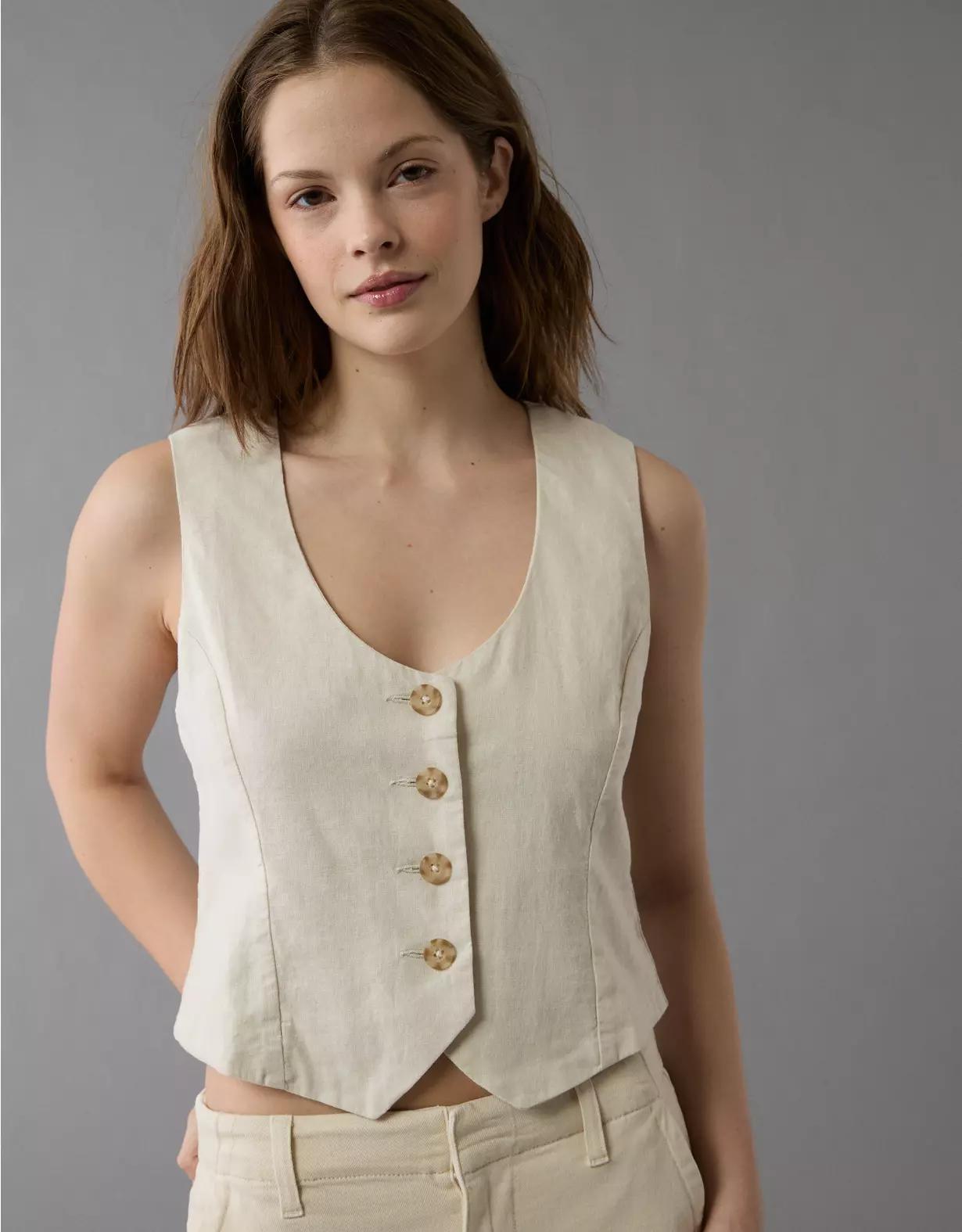 AE Linen-Blend Vest Product Image