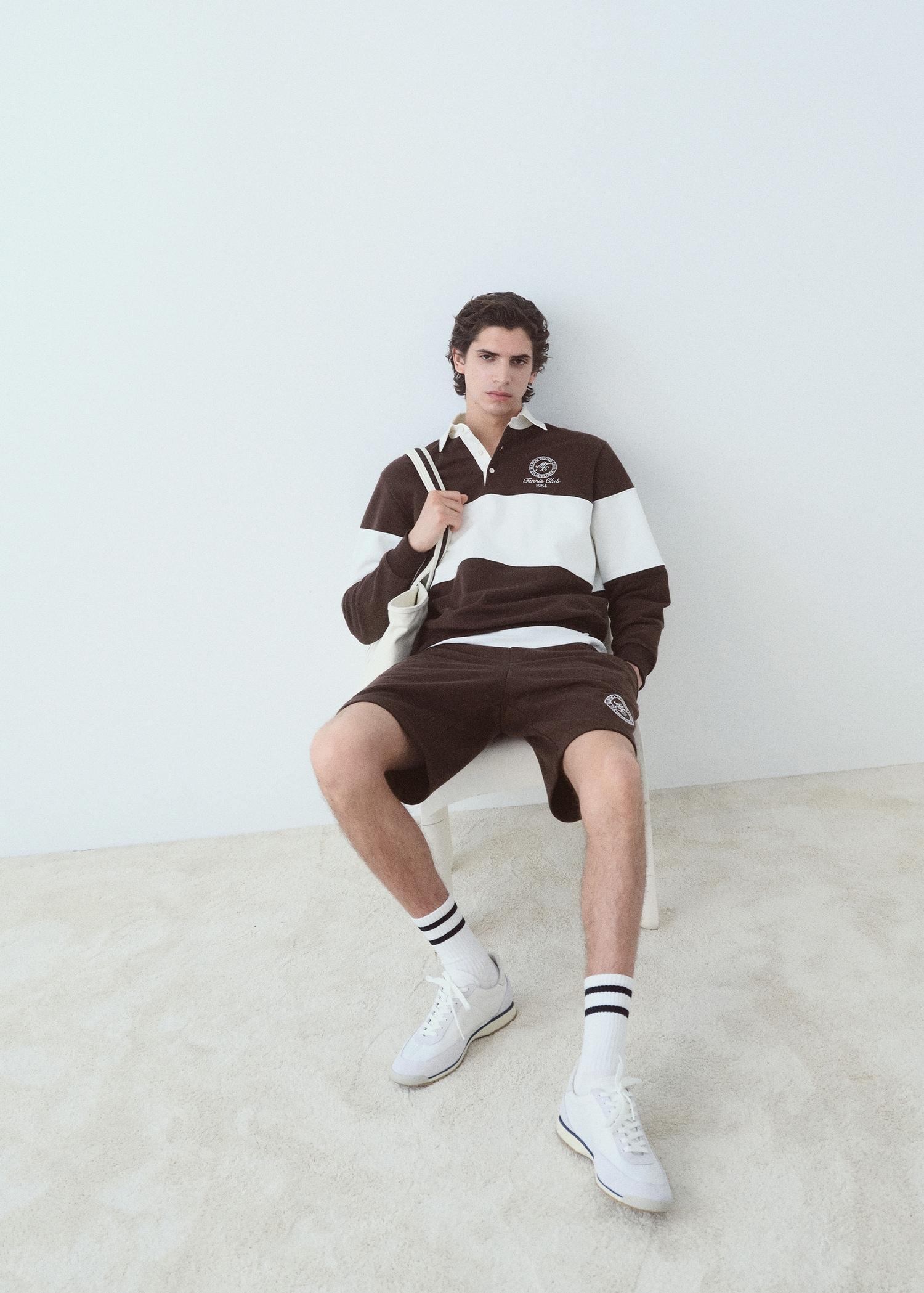 Striped polo sweatshirt - Men | MANGO USA Product Image