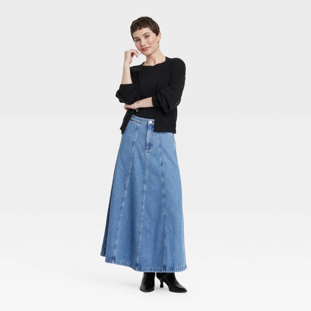 Women's Circle Maxi Skirt - Universal Thread™ Medium Wash 6: High Rise, Relaxed Fit, Pockets, 39.5" Length Product Image