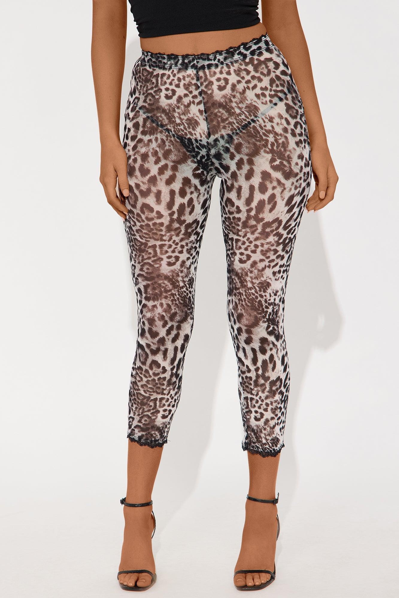 Mila Animal Print Mesh Capri Legging - Black/combo Product Image