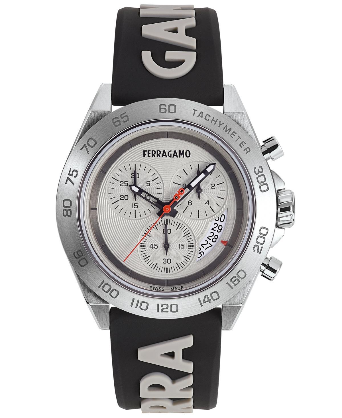 Salvatore Ferragamo Mens Urban Quartz Chronograph Two Tone Black Silicone Strap Watch Product Image
