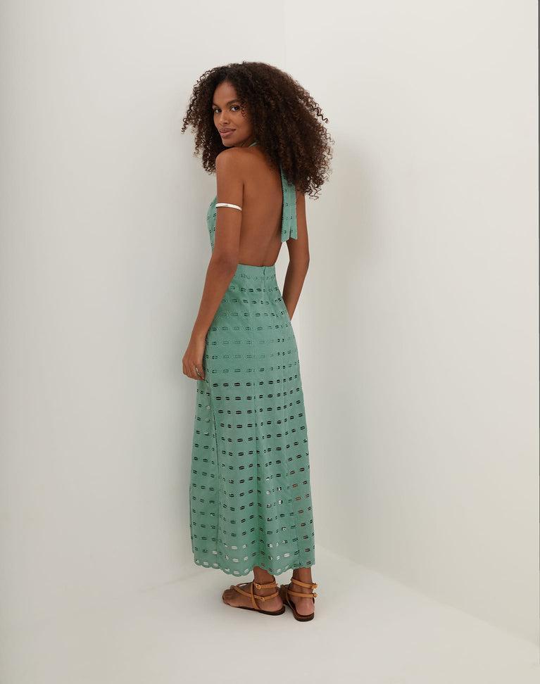 Eyelet Maryse Long Dress - Seaglass Product Image