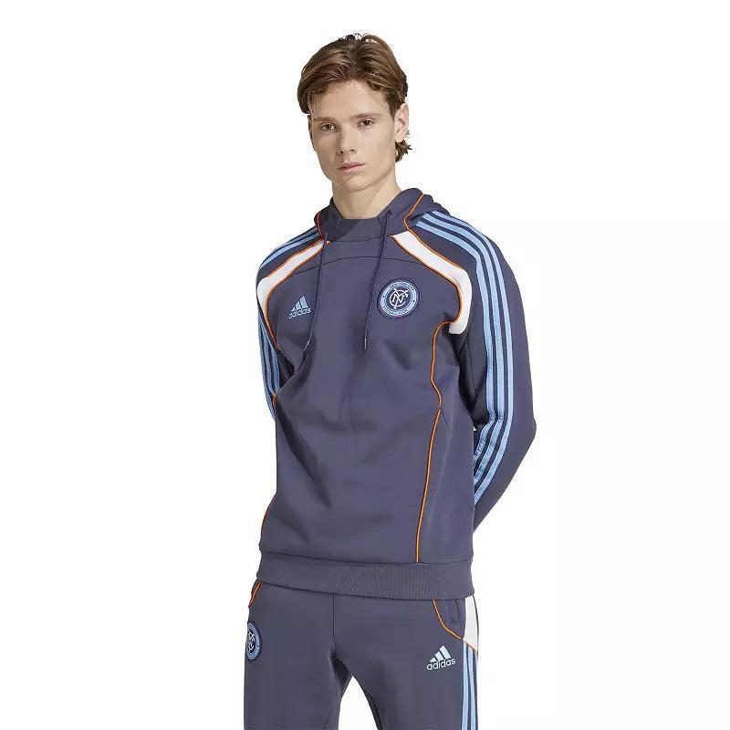 Mens adidas New York City FC 2025 Travel Pullover Hoodie Blue Product Image