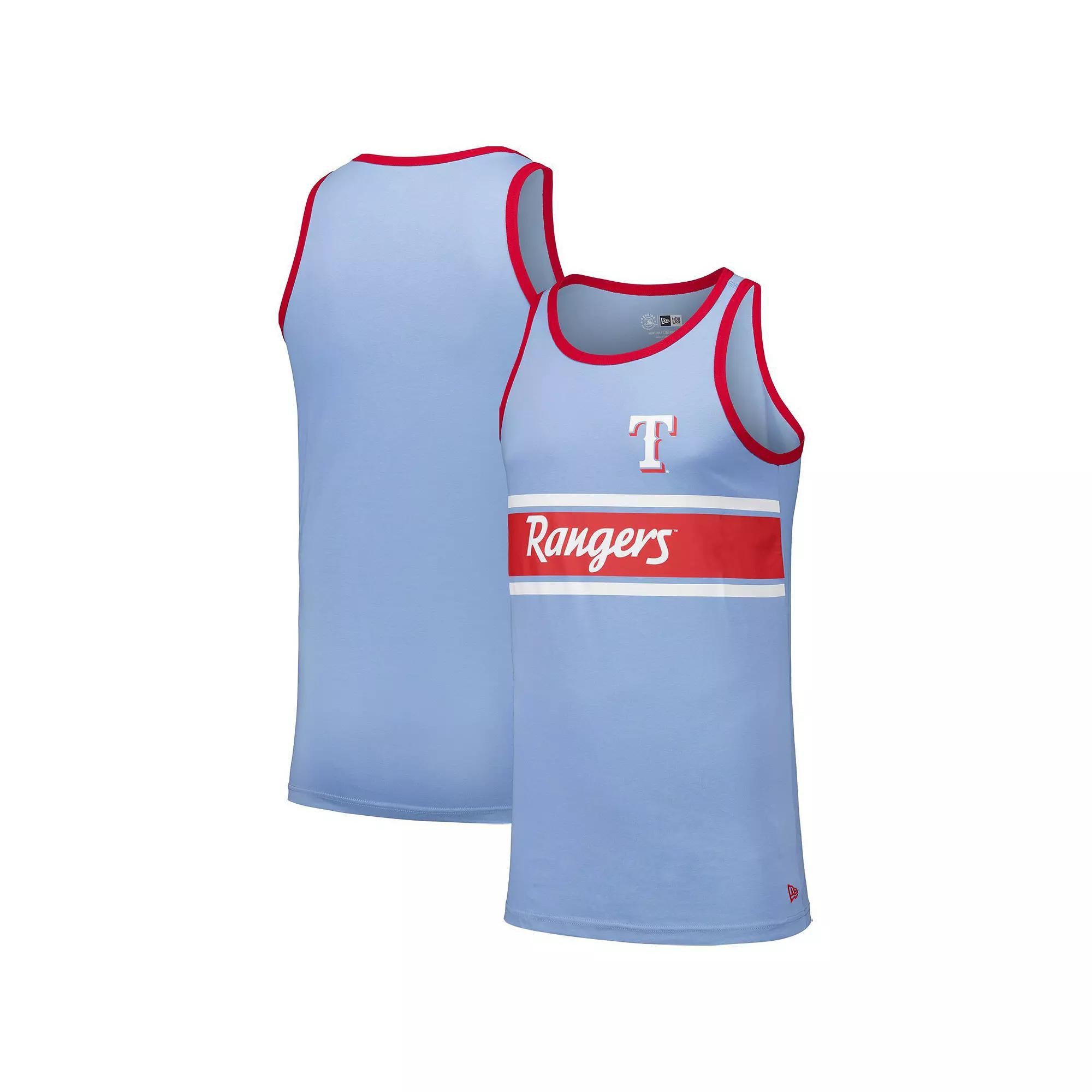 Men's New Era Light Blue Texas Rangers Jersey Ringer Tank Top, Size: 3XL Product Image