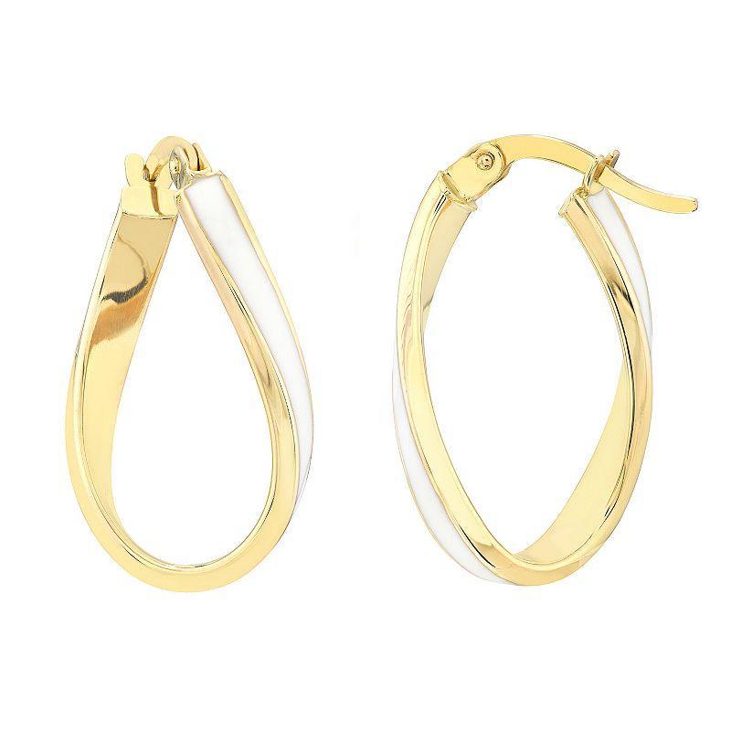 Color Romance 16.3 mm Enamel Oval Twist Hoop Earrings, Women's, Blue Product Image