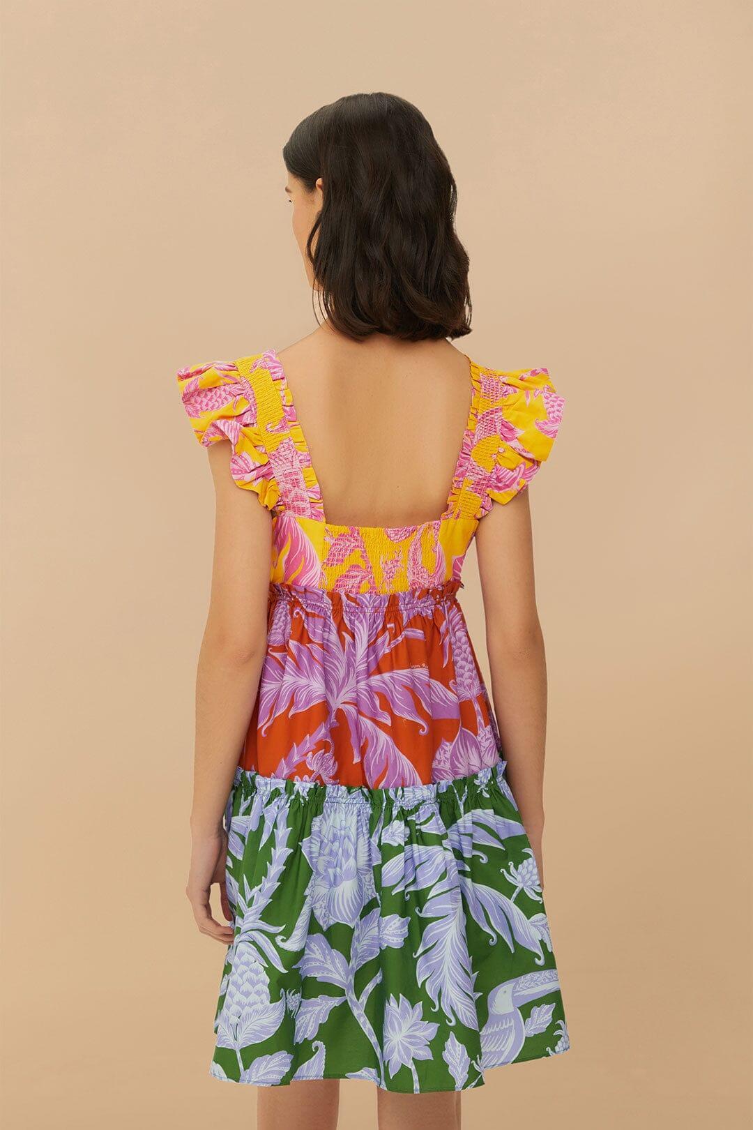Mixed Tropical Swing Mini Dress Product Image