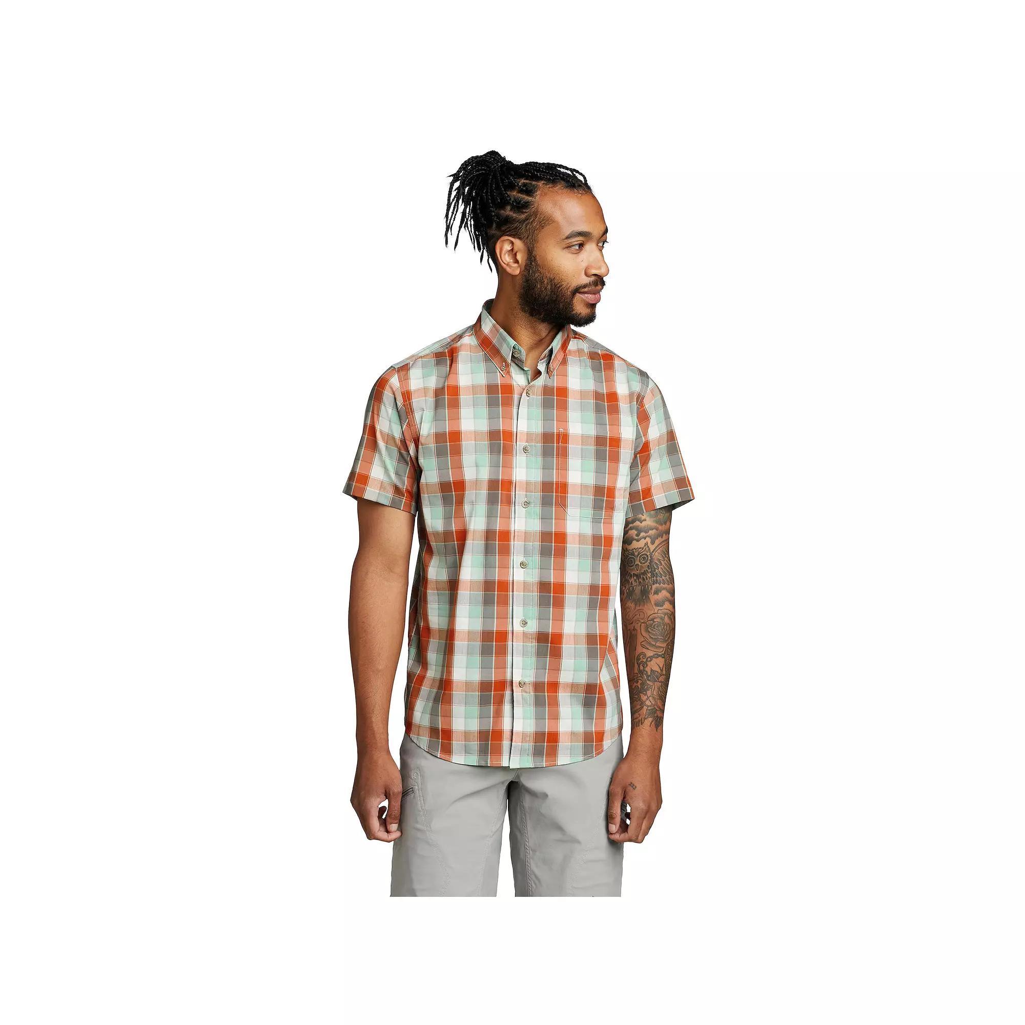 Men's Eddie Bauer UPF 50 Voyager Short Sleeve Button-Down Shirt, Size: Small, Dijon Product Image