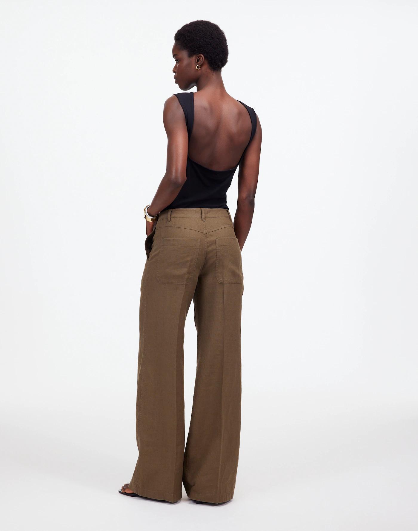 The Zoe Relaxed Wide Pant in 100% Linen Product Image