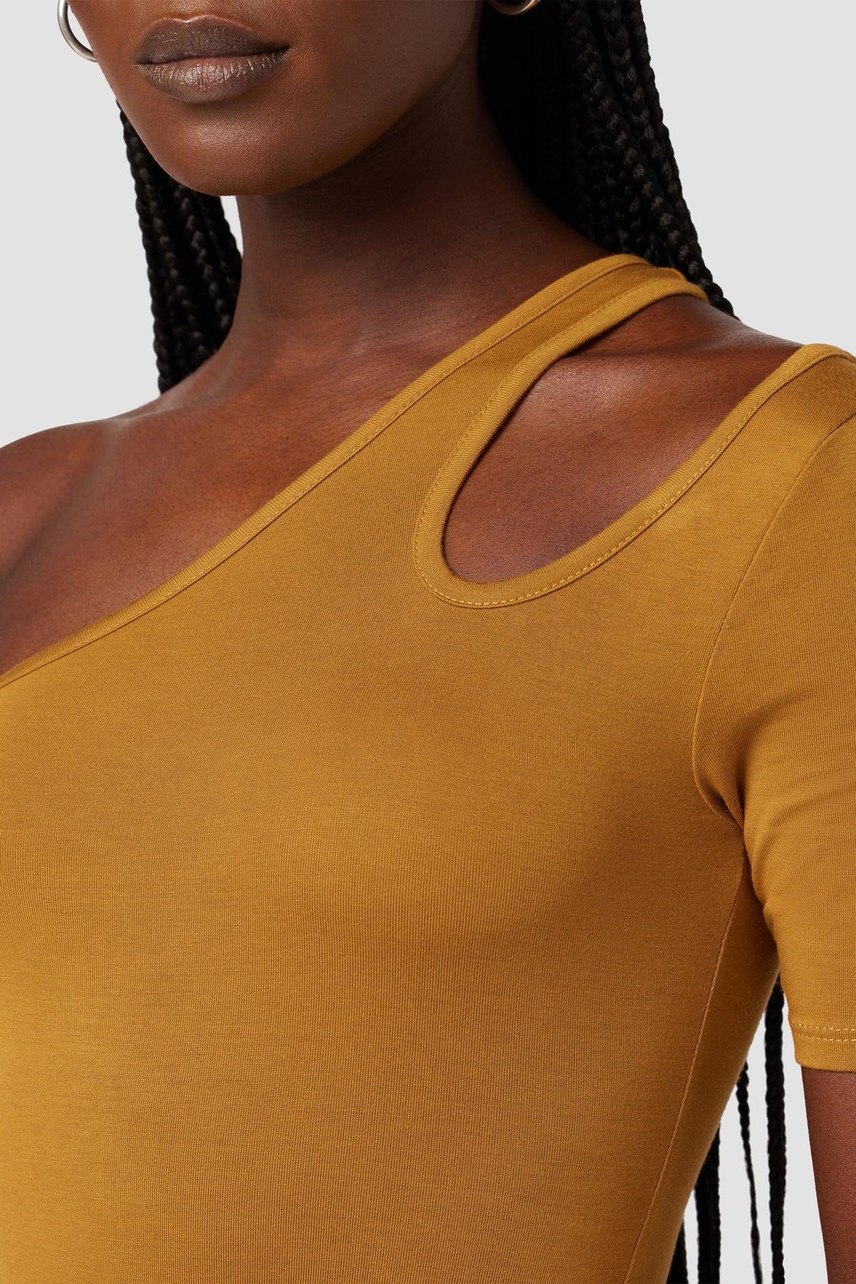 Short Sleeve Asymmetrical Bodysuit Female Product Image