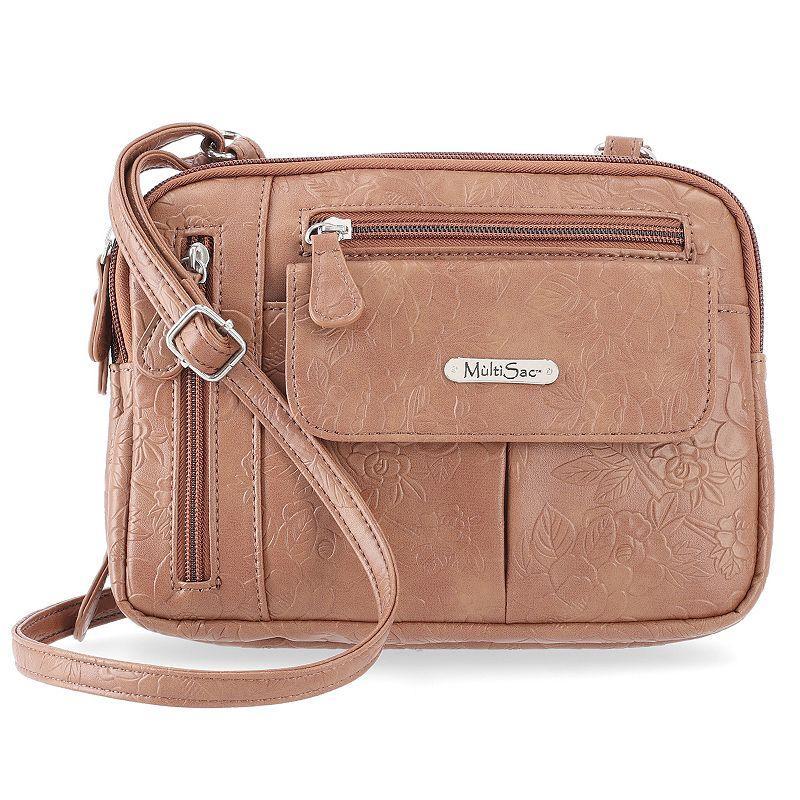 Women's MultiSac Zippy Crossbody Bag, Brown Geo Diamond Product Image