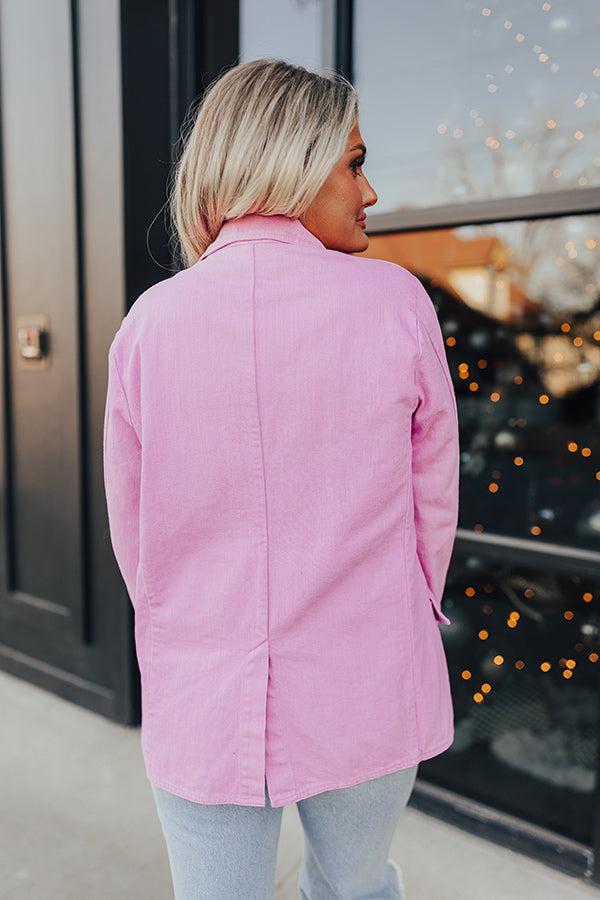 Back To You Denim Blazer In Pink Product Image