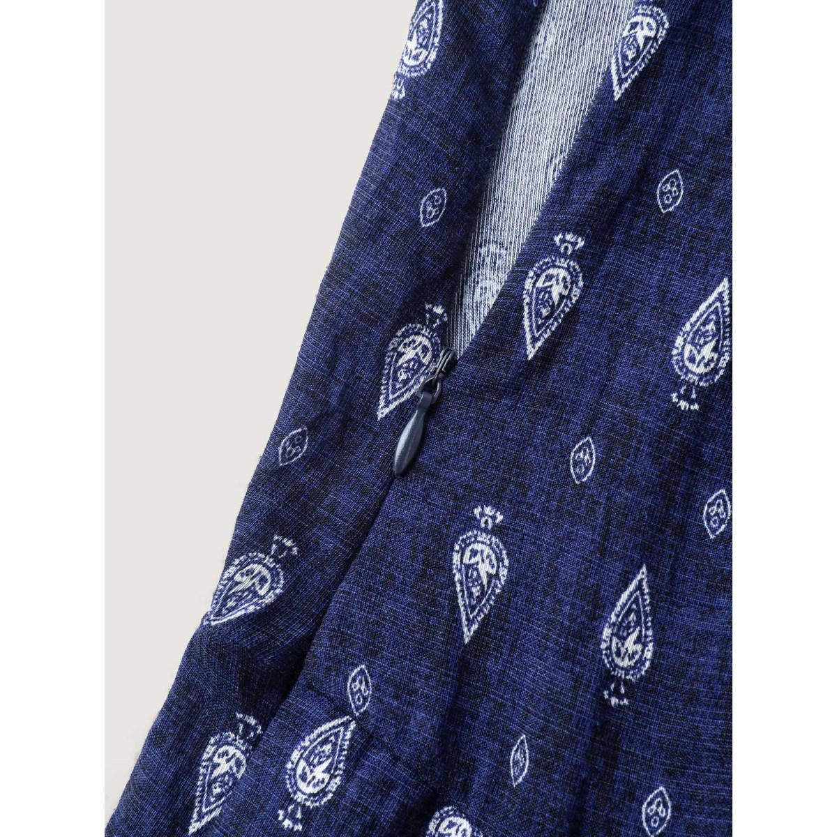Plus Size Indigo Rayon Boho Print Stretchy Waist Jumpsuit Women Sleeveless Non Vacation Loose Jumpsuits BloomChic 18-20/2X Product Image