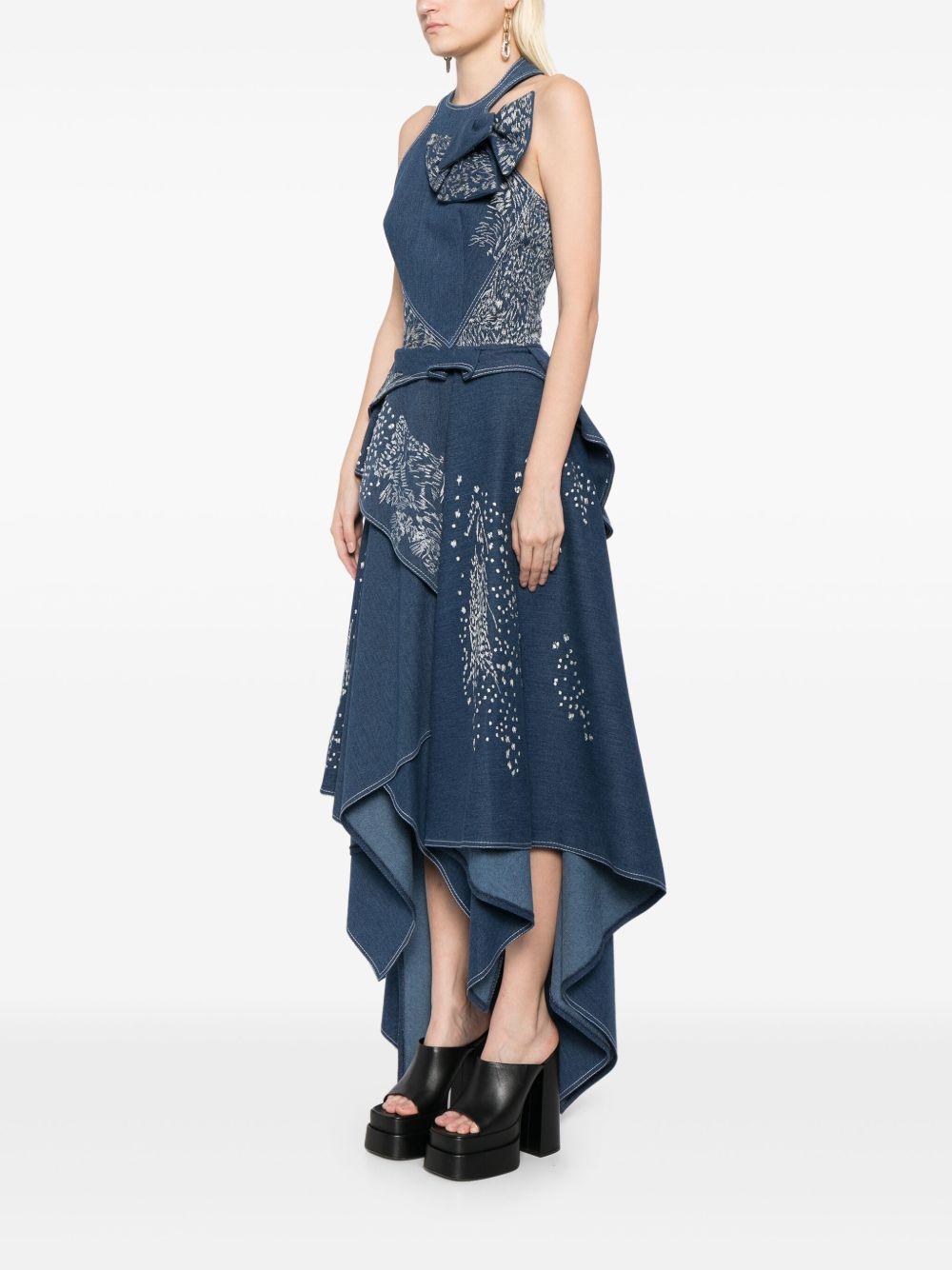 embroidered denim maxi dress Product Image