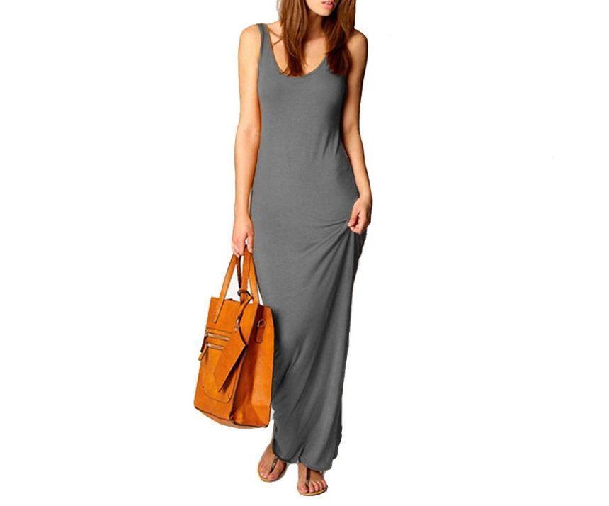 Sleeveless Scoop Neck Maxi Bodycon Dress Product Image