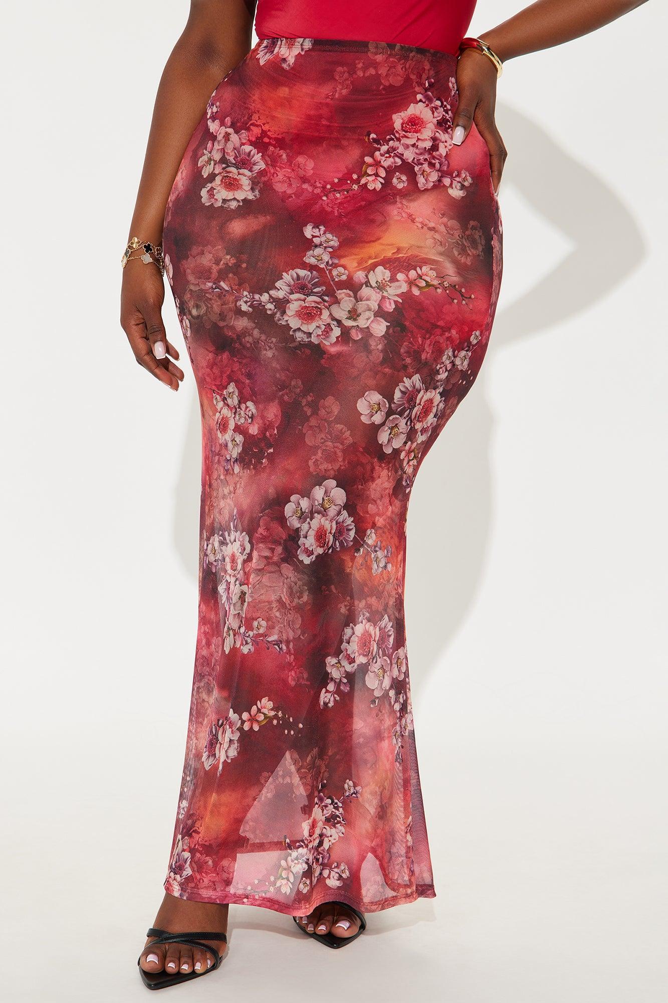 Harlowe Floral Maxi Skirt - Red/combo Product Image