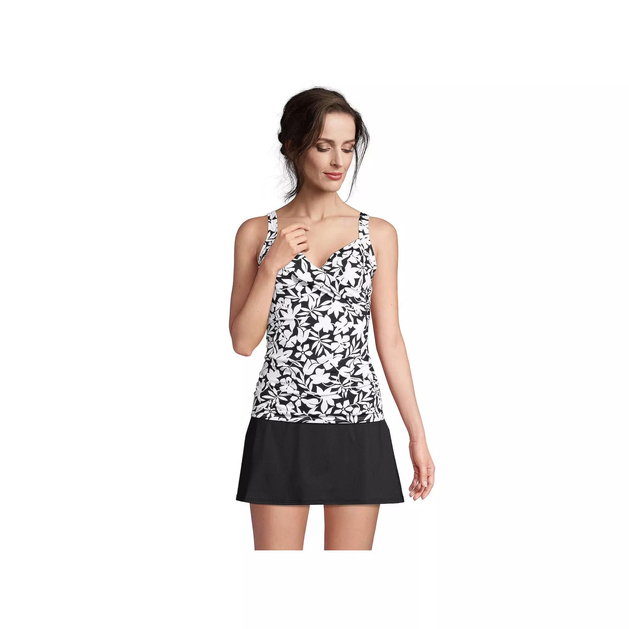 Womens Lands End DD-Cup Chlorine Resistant V-Neck Wireless Tankini Swimsuit Top with Adjustable Straps Product Image