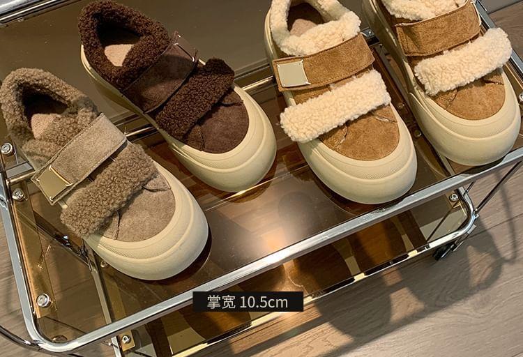 Applique Fluffy Trim Platform Sneakers Product Image