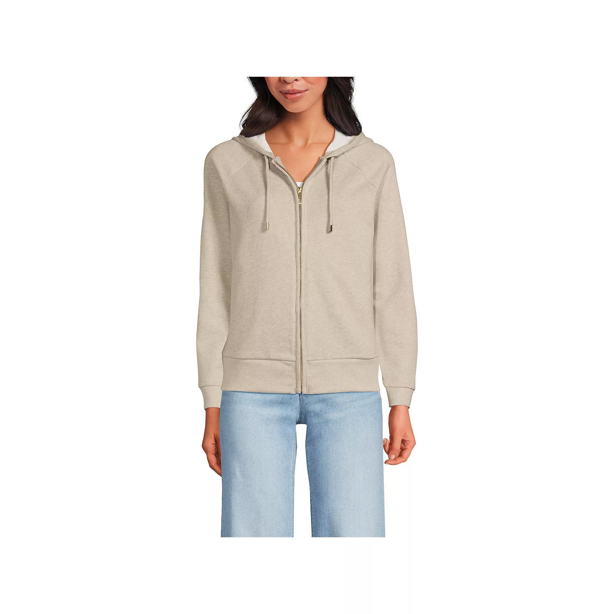 Women's Lands' End Relaxed Long Sleeve Full Zip Hoodie, Size: Large, Soft Gray Grey Product Image