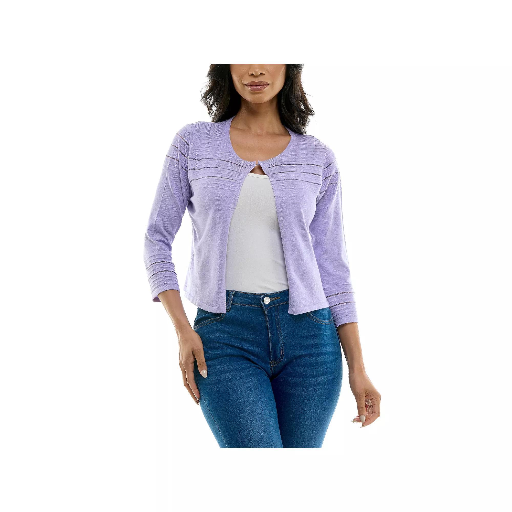 Women's Nina Leonard Knit Bolero Cardigan, Size: Small, Purple Product Image