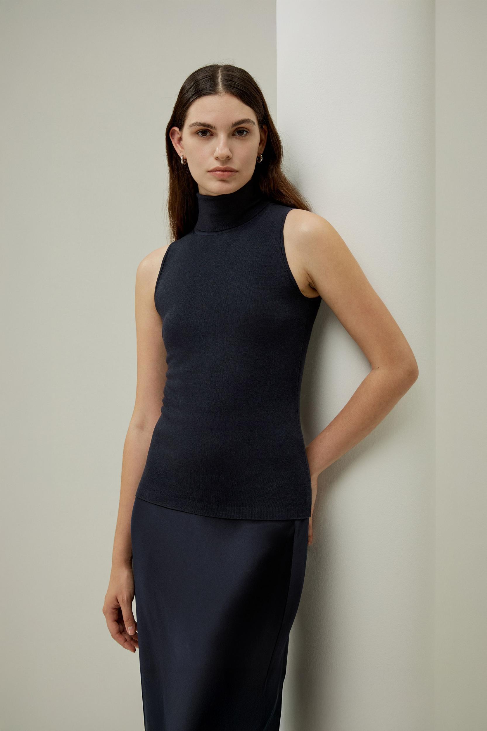 Minimalist Sleeveless Turtleneck Top Product Image