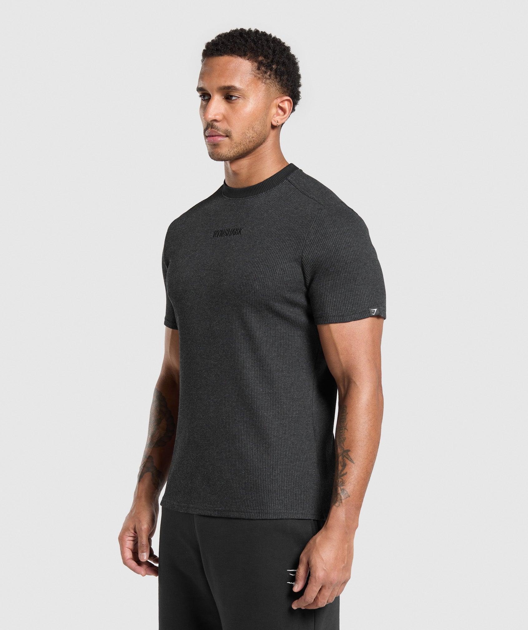 Gymshark Waffle T-Shirt - Black Male Product Image